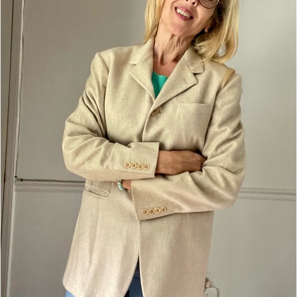 Vintage Ralph Lauren Purple Label Camel Tan Cashmere Four Button Coat Blazer - Picture 3 of 15